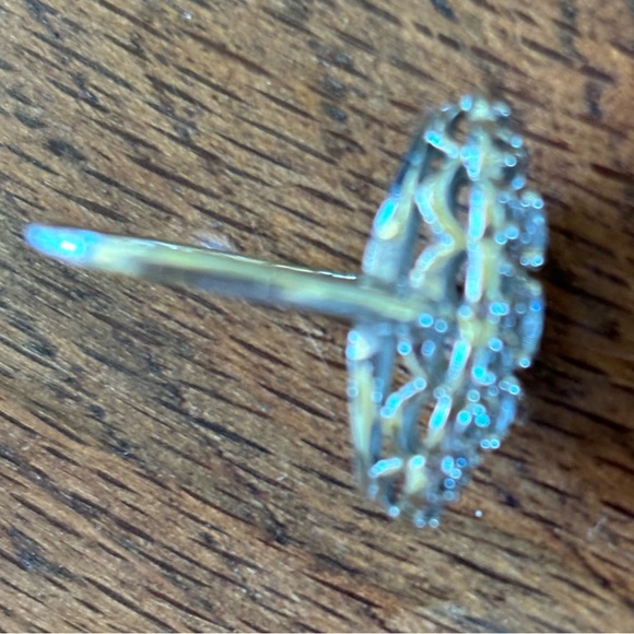 Antique 14k White Gold Diamond Cocktail Navette-Shaped Ring - Appraisal 1960s - Picture 6 of 6